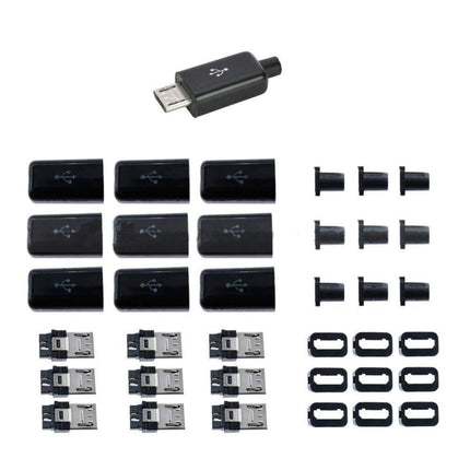 10x Micro-USB B Male Plug Connector Kit With Plastic Cover