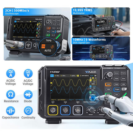 FNIRSI 2D15P (3-in-1) (3-in-1) 2-kanaals Oscilloscoop (100 MHz) + Multimeter + Signaalgenerator