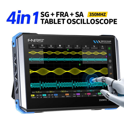 FNIRSI DPOS350P (4-in-1) 2-kanaals Tablet-oscilloscoop (350 MHz) + Signaalgenerator + Frequentieresponsanalyzer + Spectrumanalyzer
