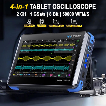 FNIRSI DPOS350P (4-in-1) 2-kanaals Tablet-oscilloscoop (350 MHz) + Signaalgenerator + Frequentieresponsanalyzer + Spectrumanalyzer