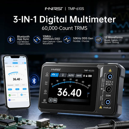 FNIRSI TMP-610S (3-in-1) Multimeter (60.000 Counts) + Oscilloscoop + Signaalgenerator