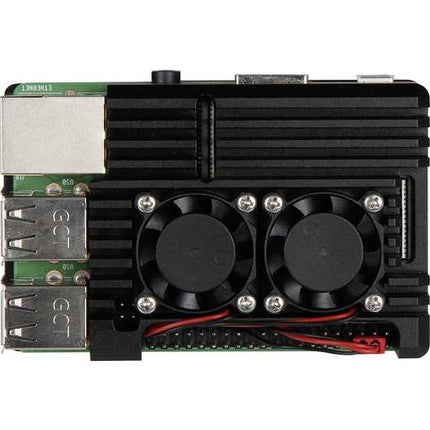 JOY - iT Armor Aluminium Heatsink Case with Dual Fan for Raspberry Pi 4 - Elektor