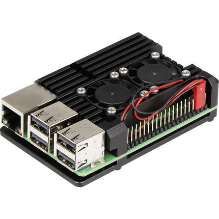 JOY - iT Armor Aluminium Heatsink Case with Dual Fan for Raspberry Pi 4 - Elektor