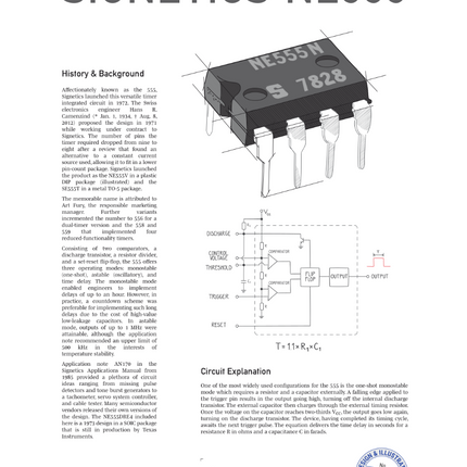 Signetics NE555 Retro Electro Print with SOIC Device