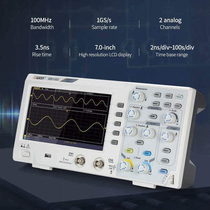 OWON SDS1102 2-kanaals Oscilloscoop (100 MHz)